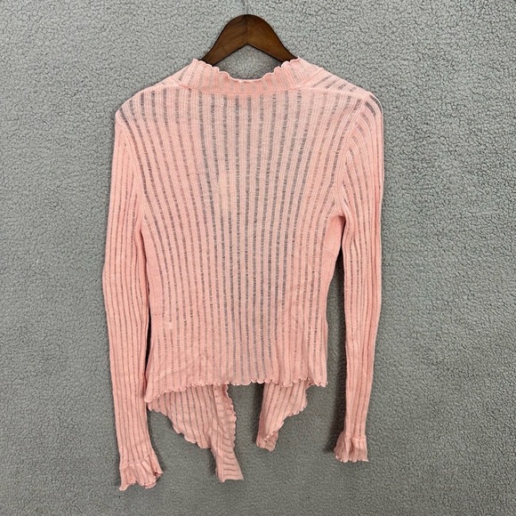 Vtg Y2K Express Open Front Cardigan Womens XS Pink Lightweight Fairy Coquette - Picture 2 of 7